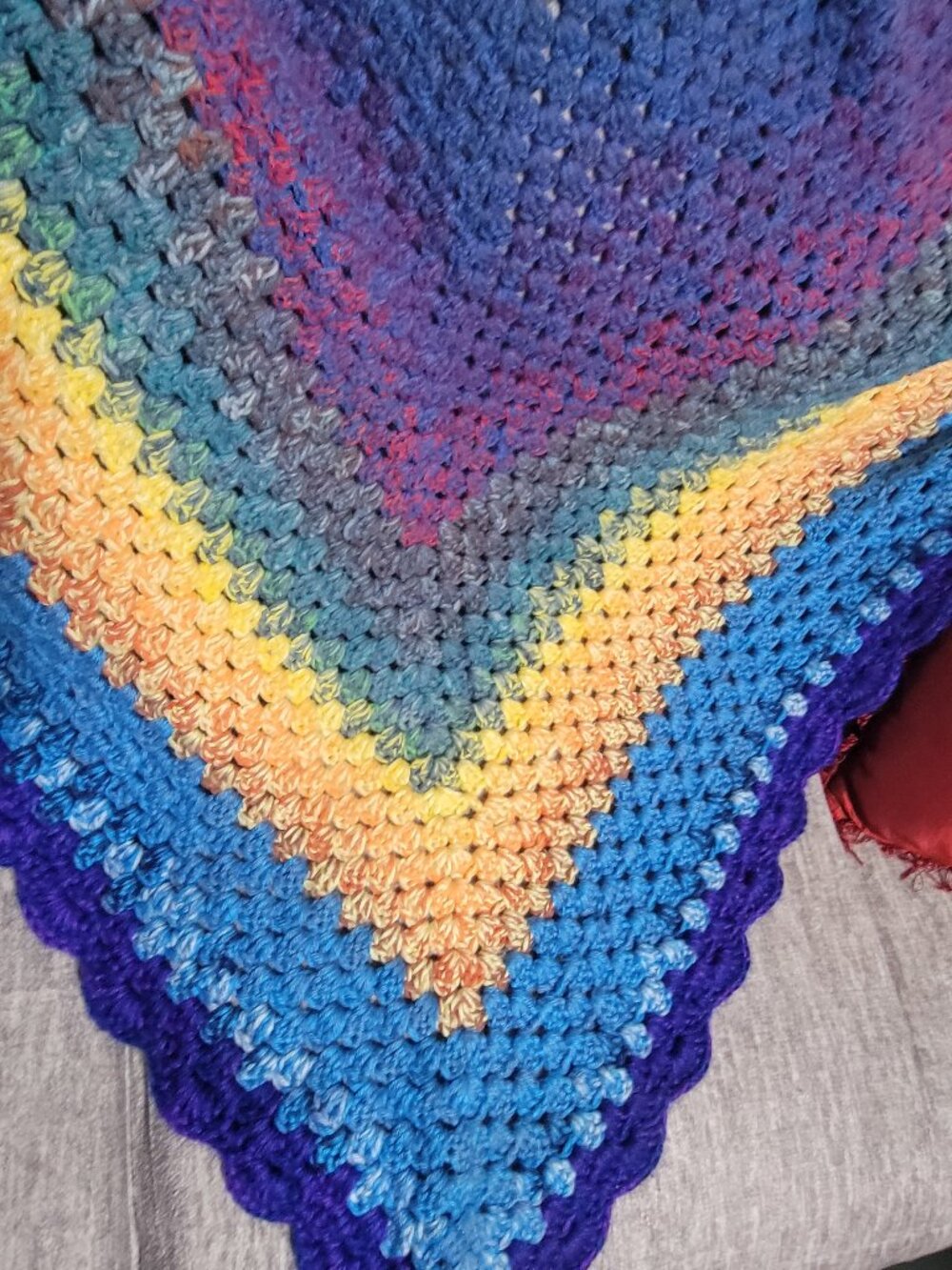 Hand Crocheted shawl rainbow